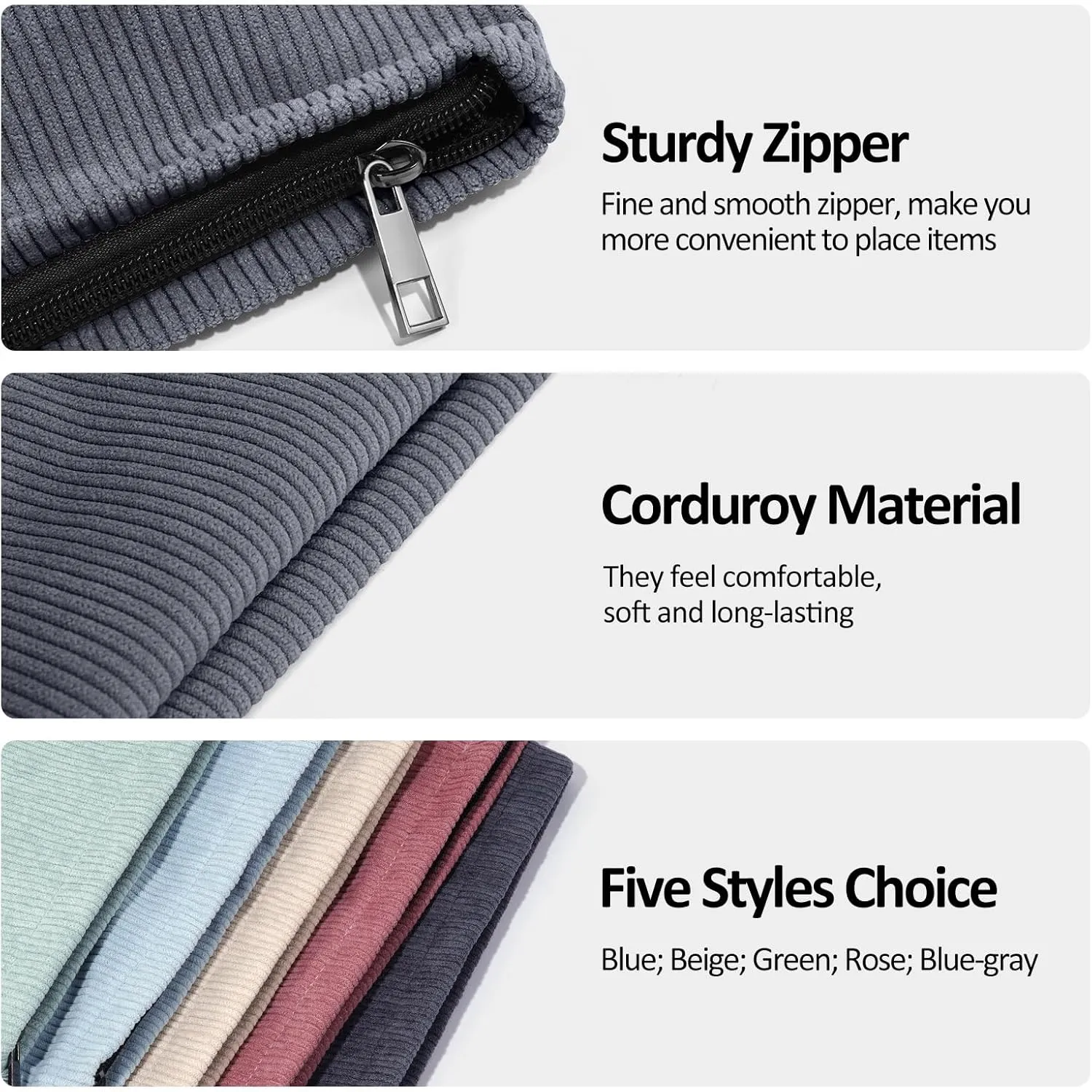 MAANGE Small Makeup Bag For Purse, Travel Cosmetic Bag Makeup Pouch Corduroy Portable Versatile Zipper Pouch For Women(GRAY)