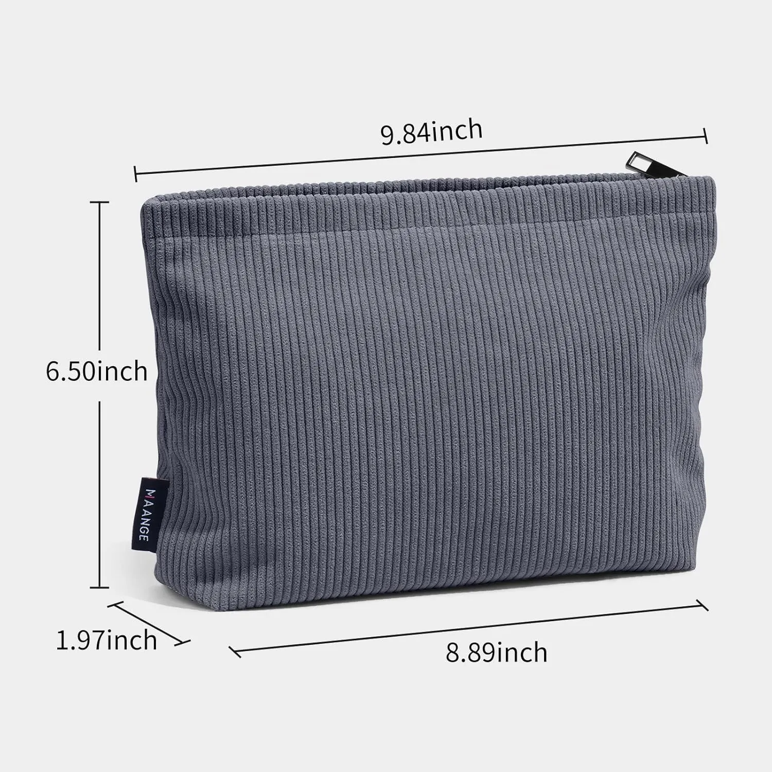 MAANGE Small Makeup Bag For Purse, Travel Cosmetic Bag Makeup Pouch Corduroy Portable Versatile Zipper Pouch For Women(GRAY)