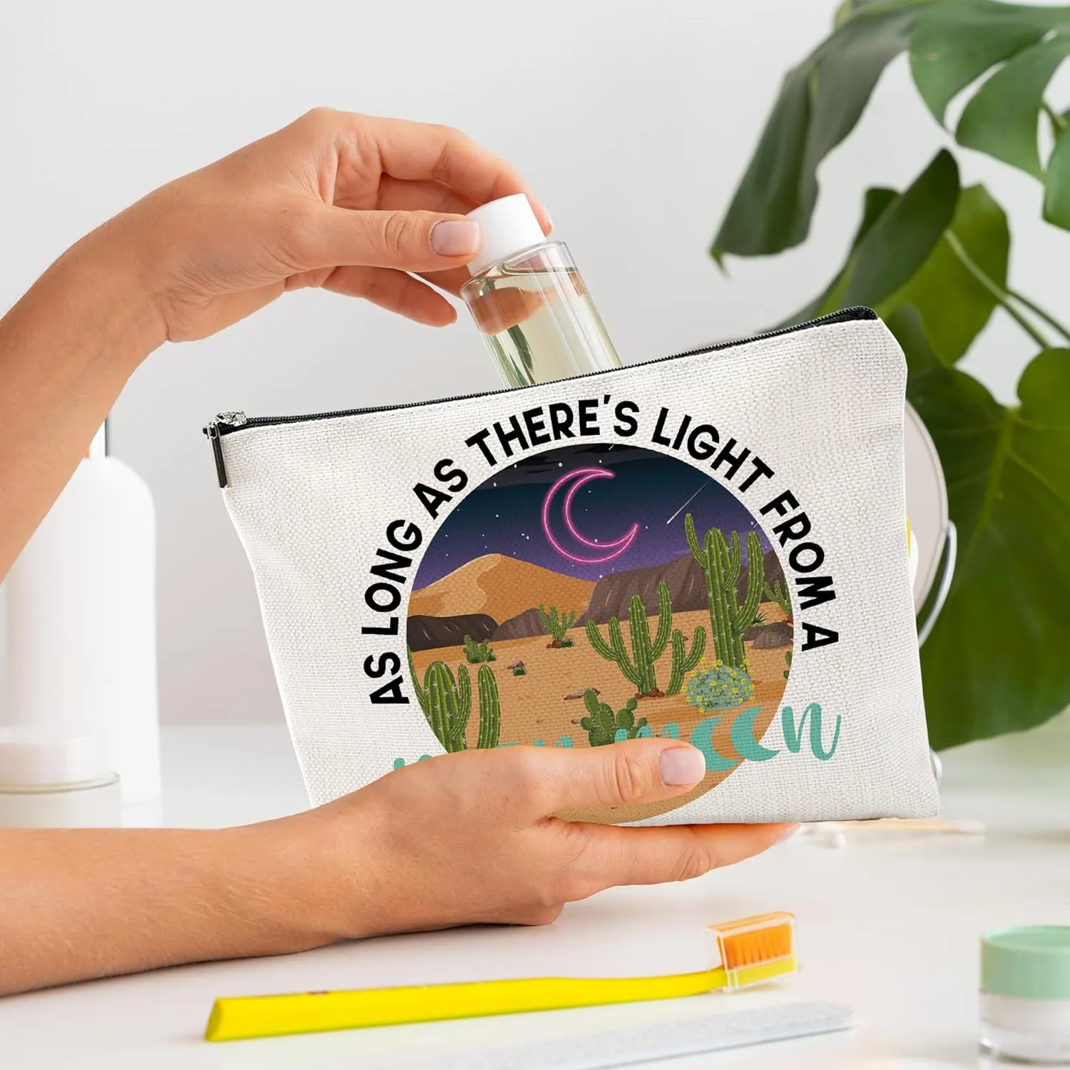 Make Up Bags For Women, Boho Floral Toiletry Bags For Traveling Women, Small Makeup Pouch, Make Up Travel Bag Organizer, Neon Moon Cosmetic Travel Bag (A01)