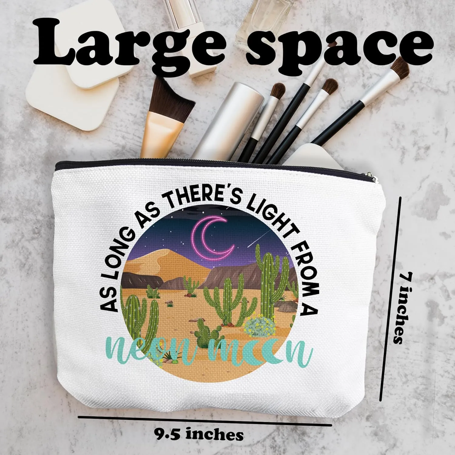 Make Up Bags For Women, Boho Floral Toiletry Bags For Traveling Women, Small Makeup Pouch, Make Up Travel Bag Organizer, Neon Moon Cosmetic Travel Bag (A01)