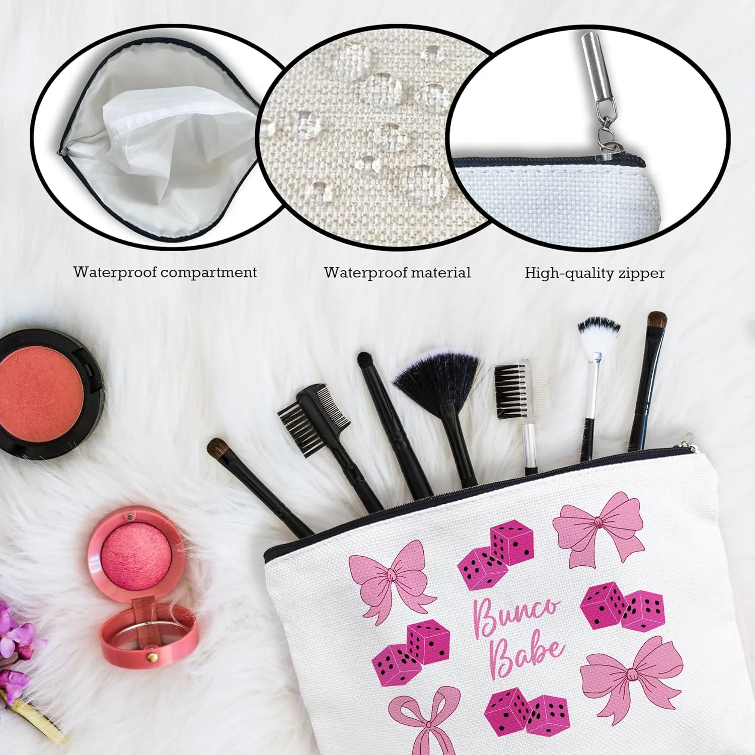 Make Up Bags For Women, Bunco Babe Toiletry Bags For Traveling Women, Small Makeup Pouch, Make Up Travel Bag Organizer, Cosmetic Travel Bag Bunco Lover Gift (A03)