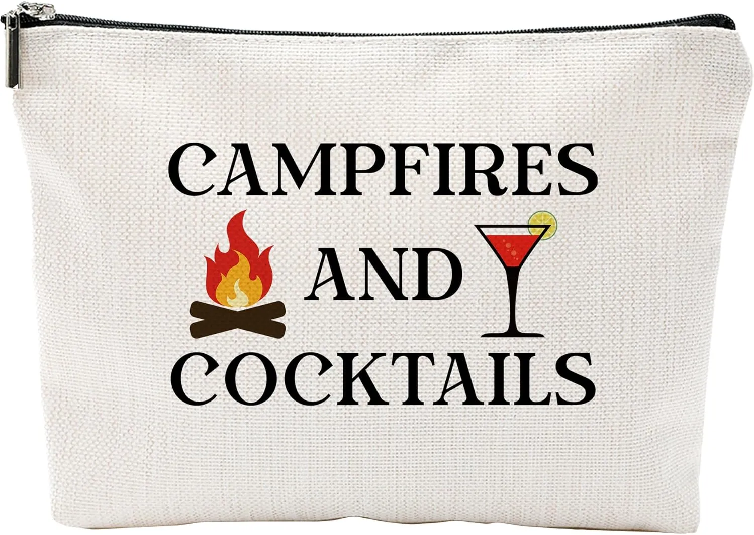 Make Up Bags For Women, Campfires And Cocktails-Funny Camping And Drinking Toiletry Bags For Traveling Women, Small Makeup Pouch, Make Up Travel Bag Organizer, Cosmetic Travel Bag (A11)