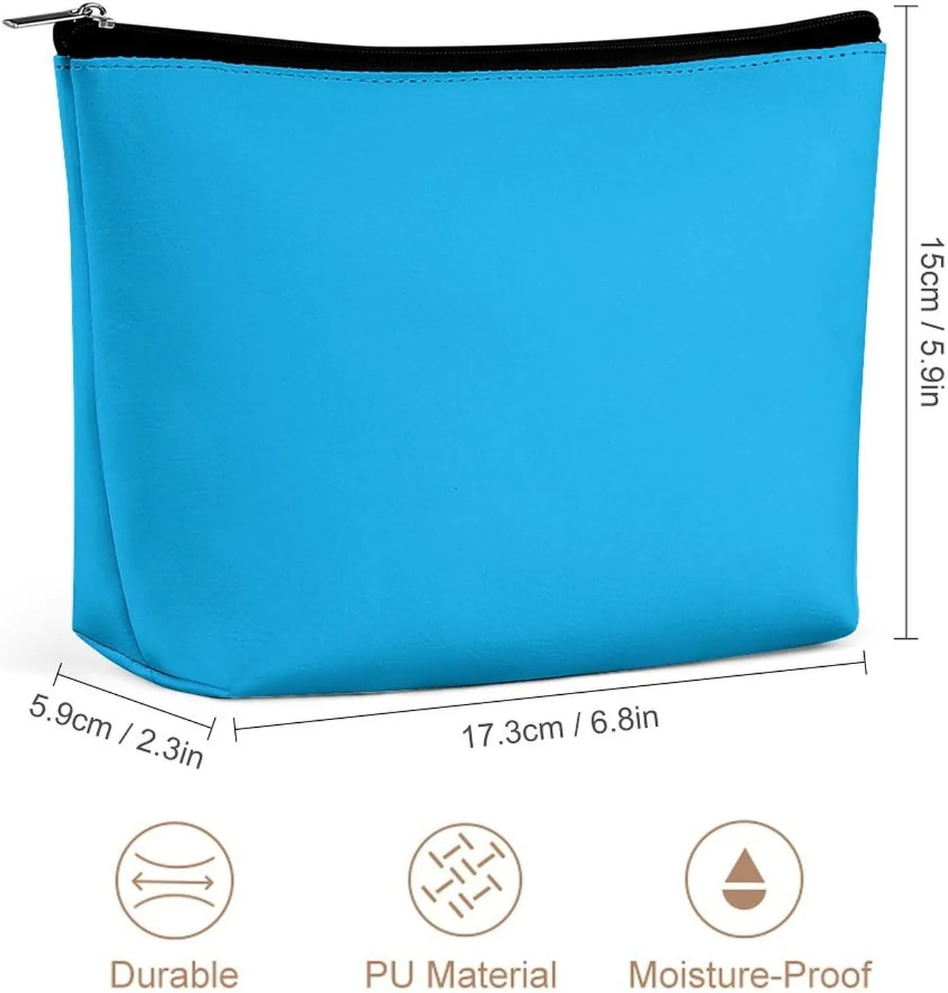 Makeup Bag for Women, Adorable Roomy Zipper Pouch Portable Organizer Cosmetic Bag Travel Storage Accessories (Aqua Blue)