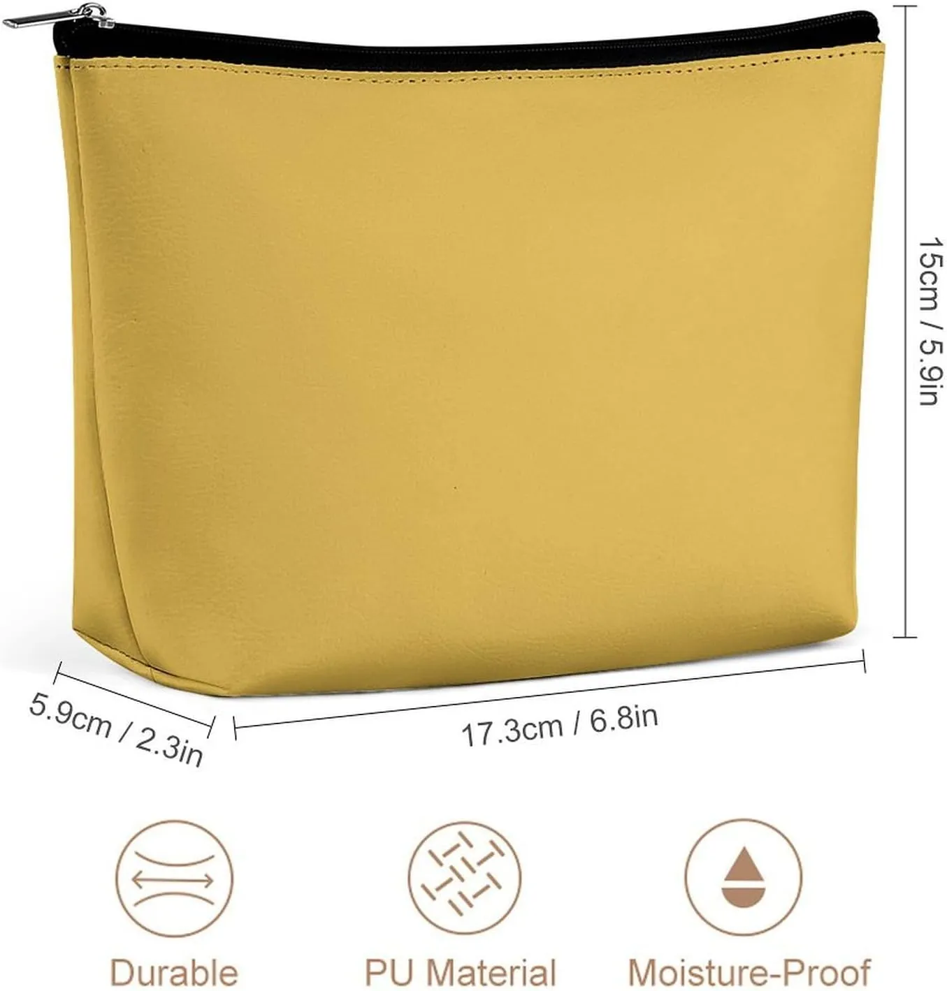 Makeup Bag for Women, Adorable Roomy Zipper Pouch Portable Organizer Cosmetic Bag Travel Storage Accessories (Autumn Yellow)