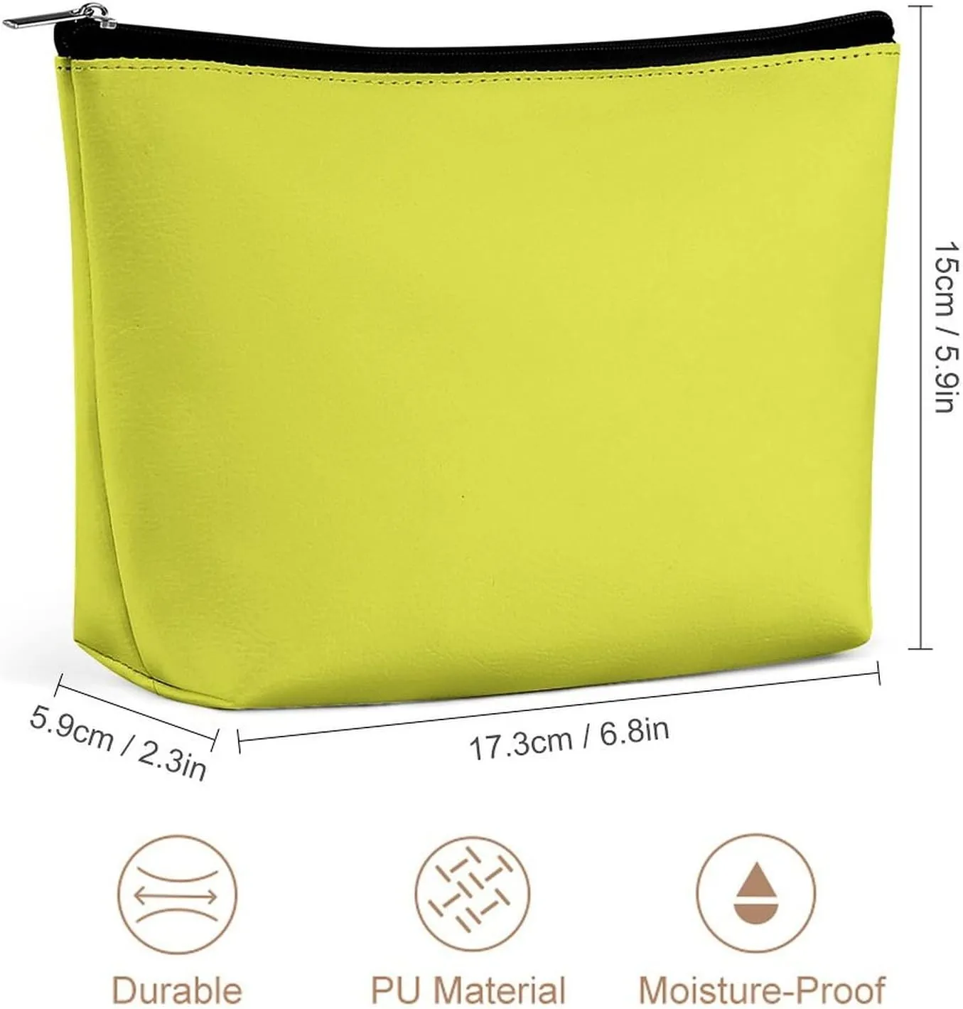 Makeup Bag for Women, Adorable Roomy Zipper Pouch Portable Organizer Cosmetic Bag Travel Storage Accessories (Banana Yellow)