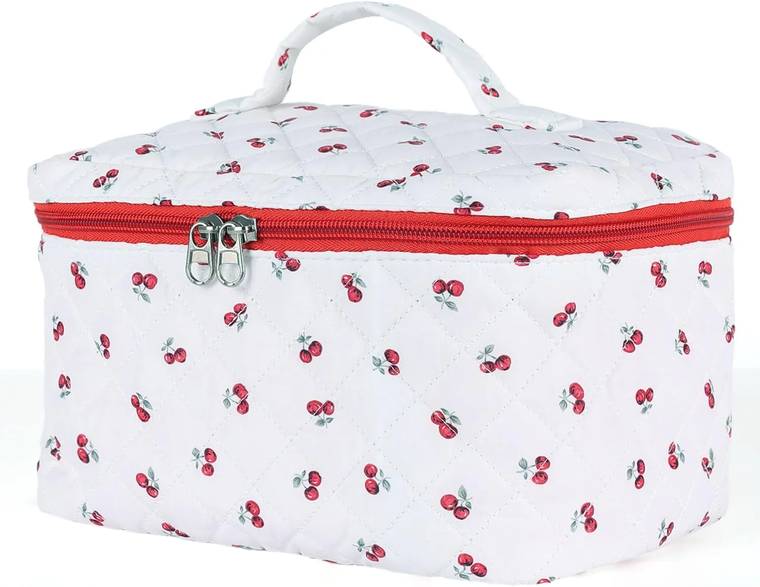 Makeup Bag for Women, Wide-open Easy to Take, Convenient to Carry, Toiletry Cosmetic Skincare, Quilted Travel Pouch Case, Purse Organizer Large