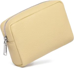 Makeup Bag Large Capacity Women's Classic Black Wash Bag Adjustable Partition Wash Brush and Cosmetic Carrying Bag (PU/Almond Yellow)