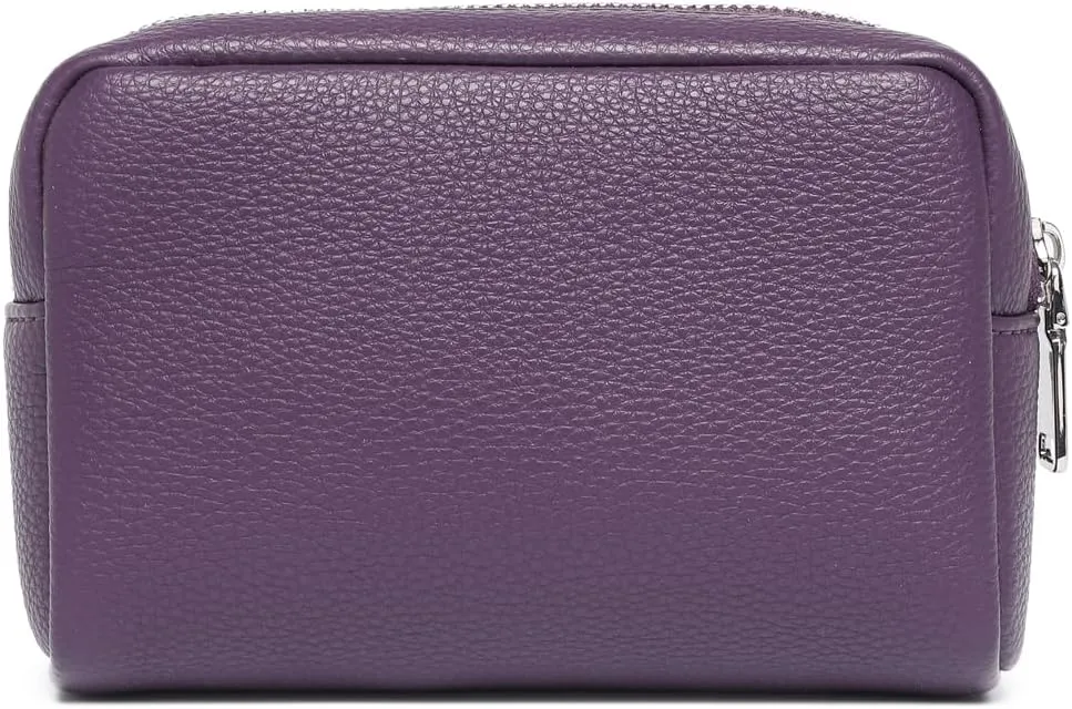 Makeup Bag Large Capacity Women's Classic Black Wash Bag Adjustable Partition Wash Brush and Cosmetic Carrying Bag (PU/Anemone Purple)