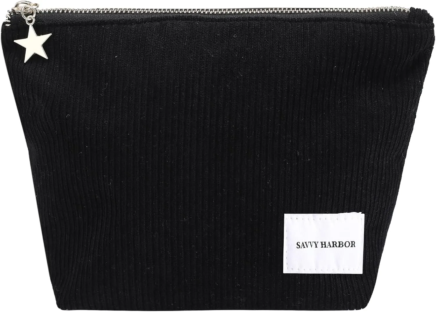 Makeup Bag Zipper Pouch Travel Cosmetic Organizer for Women, Elegant Roomy Cosmetic Bag for Women, Women Makeup Organizer and Travel Toiletry Bag for Women Gift (Corduroy Black)