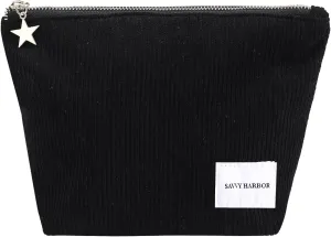 Makeup Bag Zipper Pouch Travel Cosmetic Organizer for Women, Elegant Roomy Cosmetic Bag for Women, Women Makeup Organizer and Travel Toiletry Bag for Women Gift (Corduroy Black)