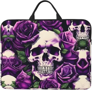 many Purple Rose Skull 14in Laptop Case Sleeve Bag  Versatile Shoulder Messenger Briefcase, Designed for Business Travel
