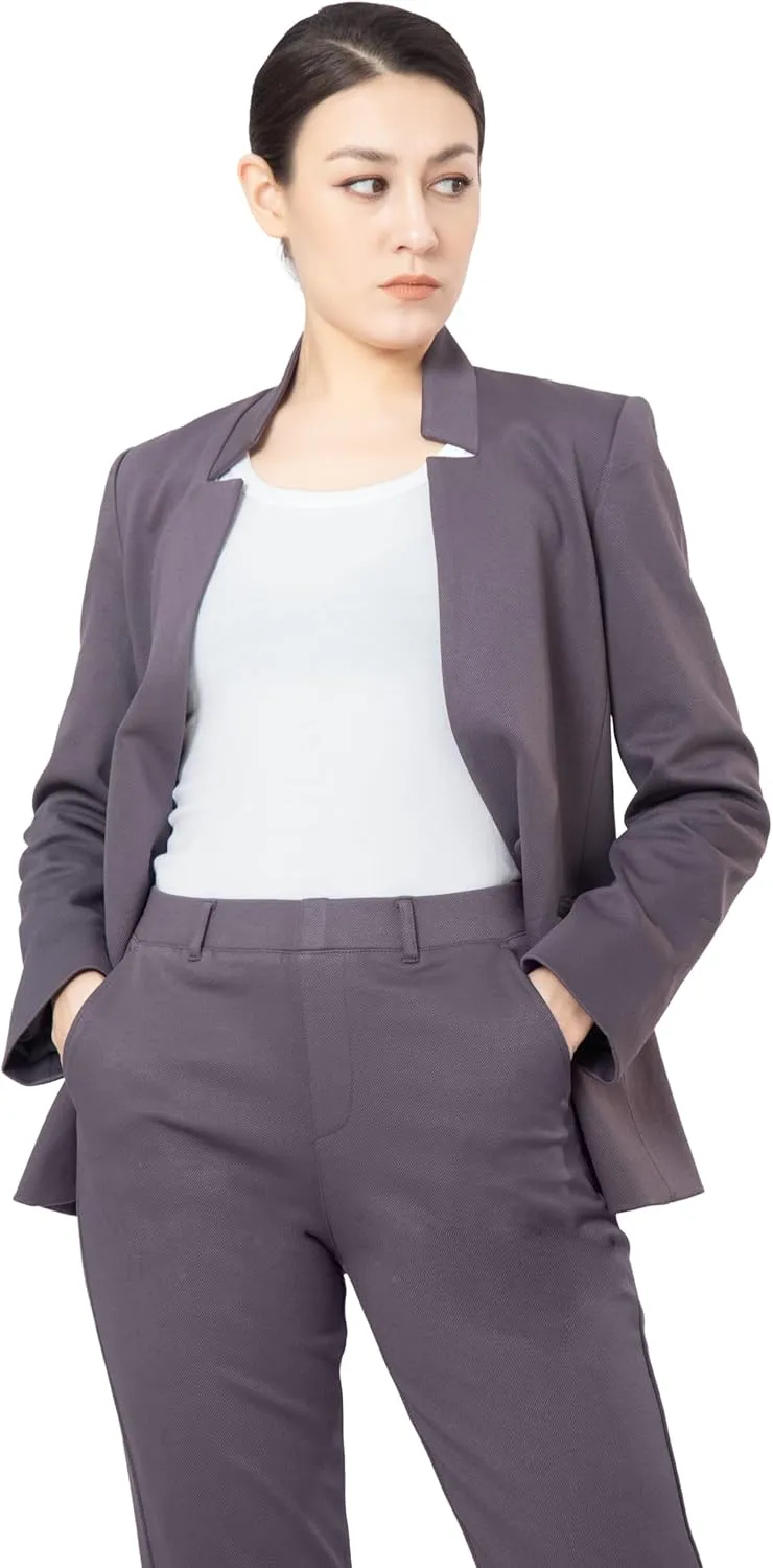 Marycrafts Women's Professional Stand Up Collar Blazer Pant Suits 2 Piece Set Business