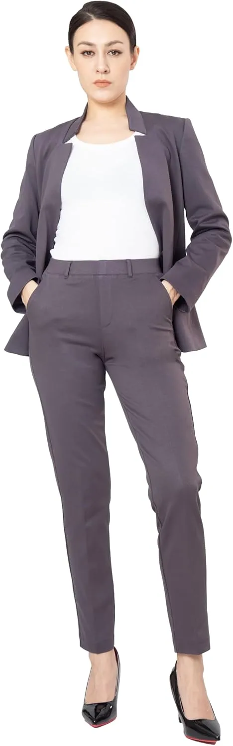 Marycrafts Women's Professional Stand Up Collar Blazer Pant Suits 2 Piece Set Business