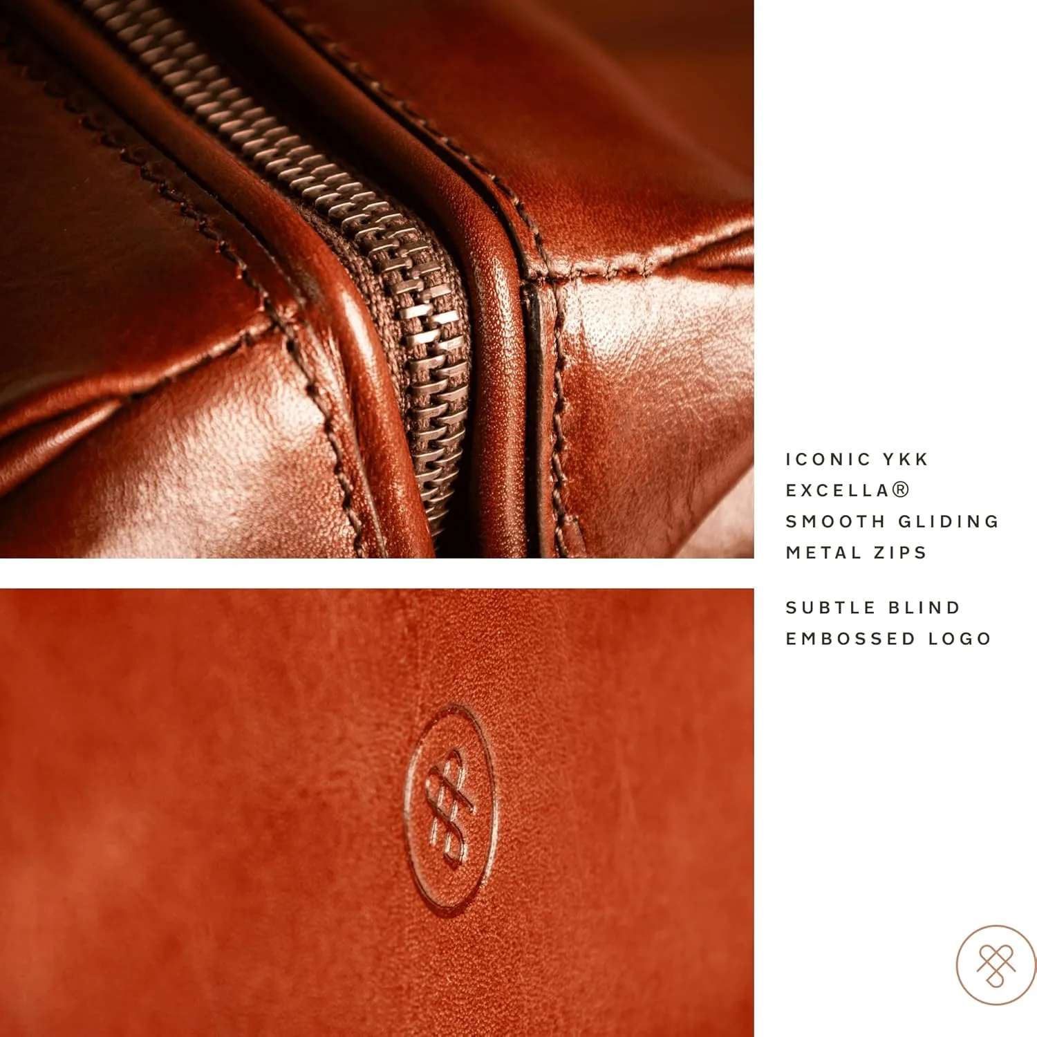 Maxwell Scott - Luxury Italian Cow Leather Medium Toiletry Wash Bag for Men - Handmade in Italy - The Duno Medium Dark Brown