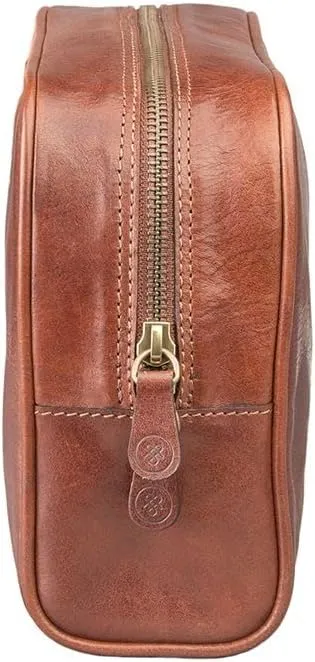Maxwell Scott - Luxury Leather Toiletry Dopp Bag Kit for Men - Handmade from Italian Hides - The Raffaelle Chestnut Tan