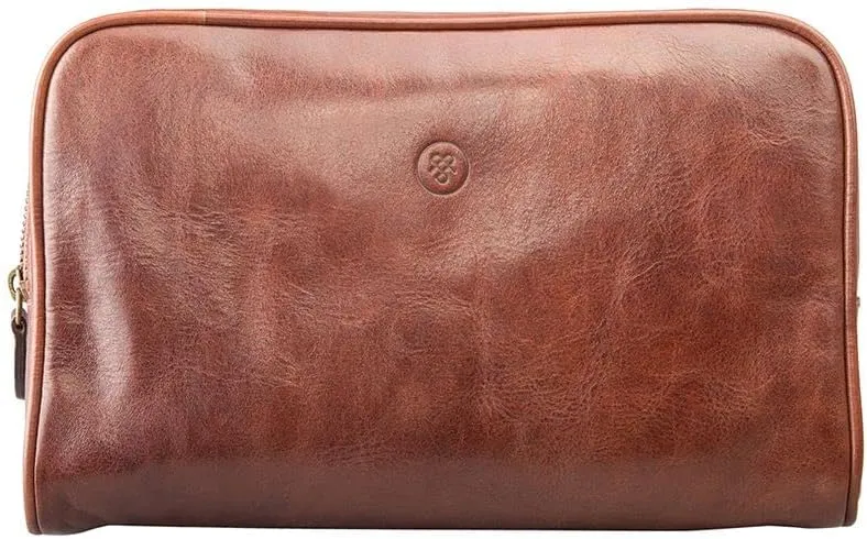 Maxwell Scott - Luxury Leather Toiletry Dopp Bag Kit for Men - Handmade from Italian Hides - The Raffaelle Chestnut Tan