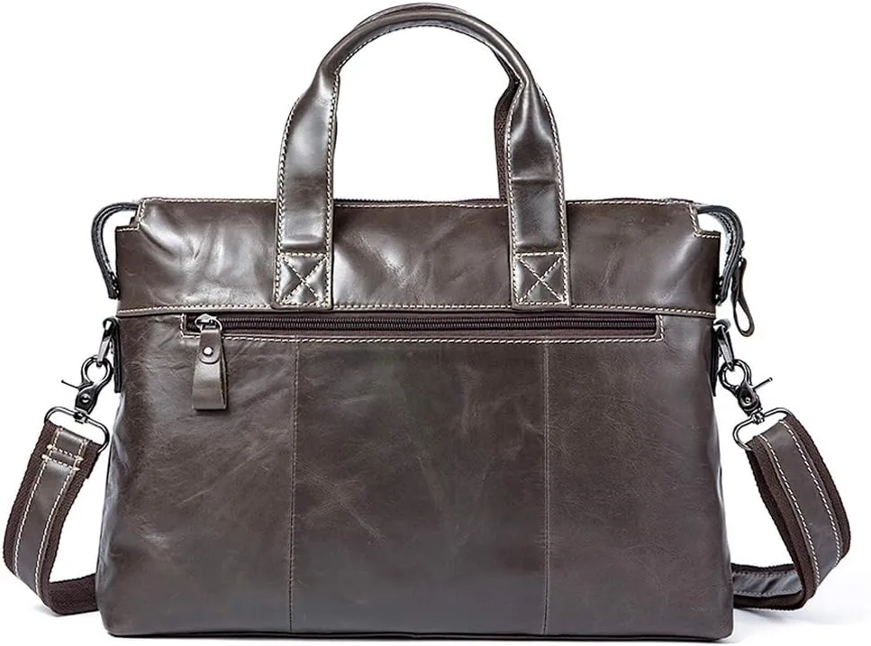 Men's Classic 15" Men's Handmade Leather Briefcase Laptop Bag Messenger Shoulder Bag