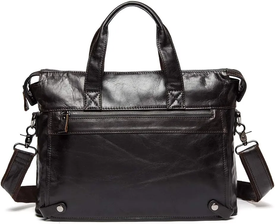 Men's Classic 15" Men's Handmade Leather Briefcase Laptop Bag Messenger Shoulder Bag