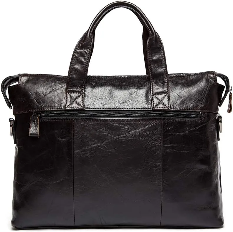 Men's Classic 15" Men's Handmade Leather Briefcase Laptop Bag Messenger Shoulder Bag
