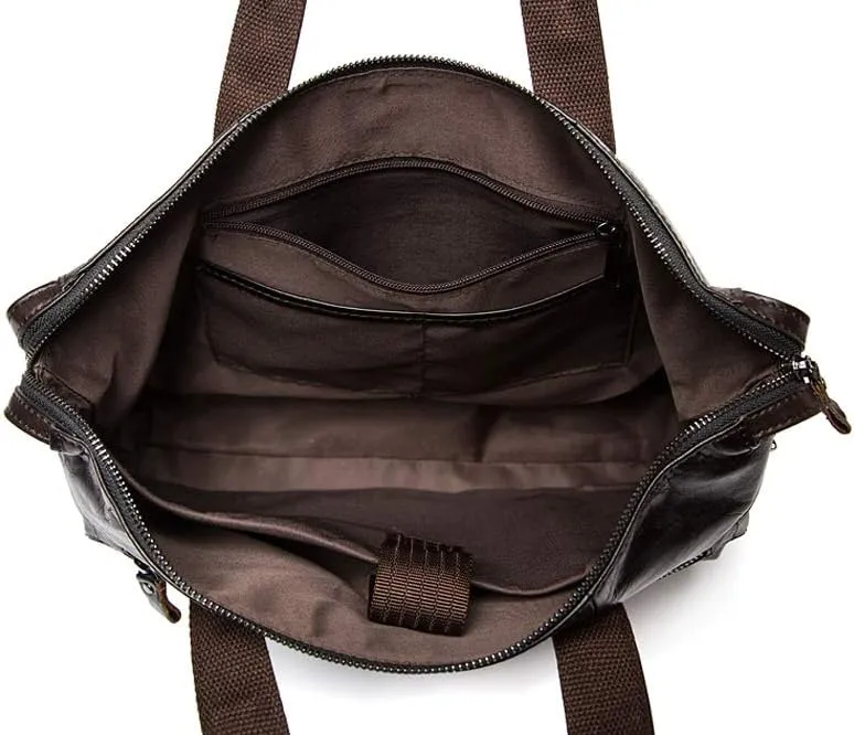 Men's Classic 15" Men's Handmade Leather Briefcase Laptop Bag Messenger Shoulder Bag
