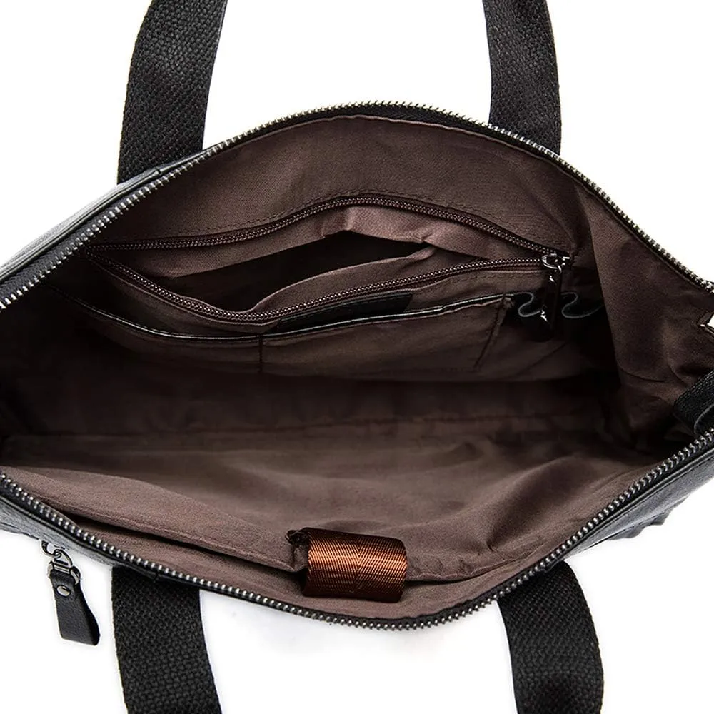 Men's Classic 15" Men's Handmade Leather Briefcase Laptop Bag Messenger Shoulder Bag