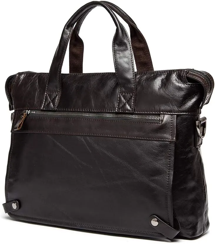 Men's Classic 15" Men's Handmade Leather Briefcase Laptop Bag Messenger Shoulder Bag