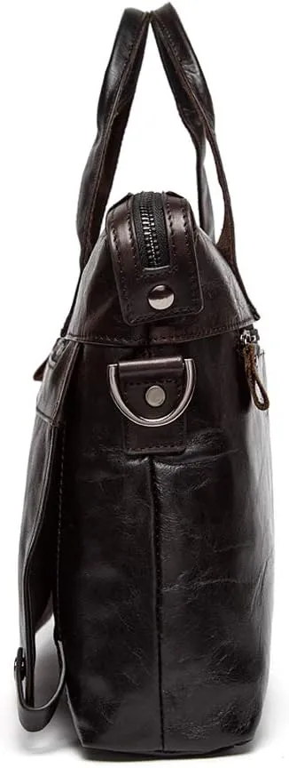 Men's Classic 15" Men's Handmade Leather Briefcase Laptop Bag Messenger Shoulder Bag