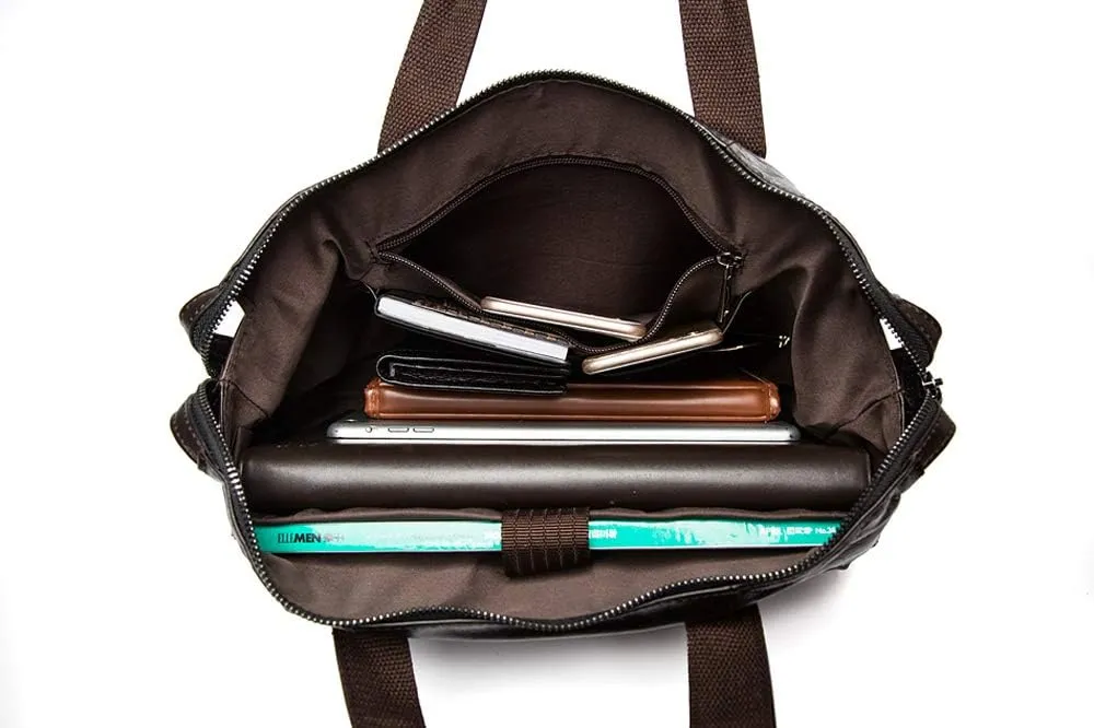 Men's Classic 15" Men's Handmade Leather Briefcase Laptop Bag Messenger Shoulder Bag
