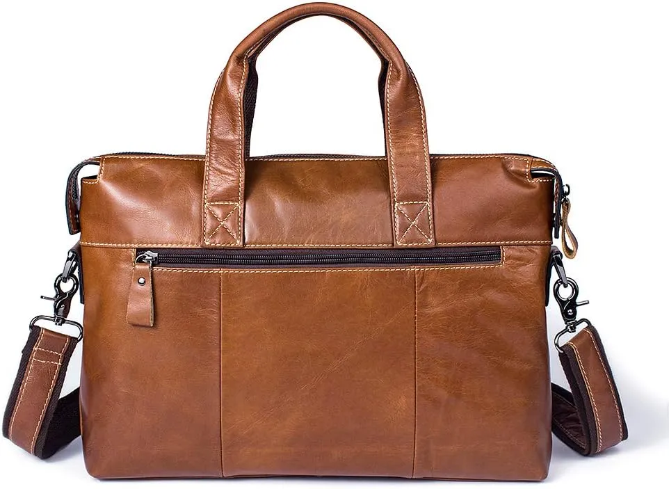 Men's Classic 15" Men's Handmade Leather Briefcase Laptop Bag Messenger Shoulder Bag