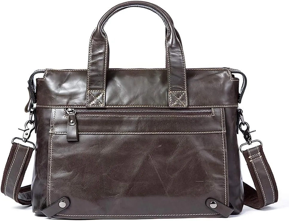 Men's Classic 15" Men's Handmade Leather Briefcase Laptop Bag Messenger Shoulder Bag