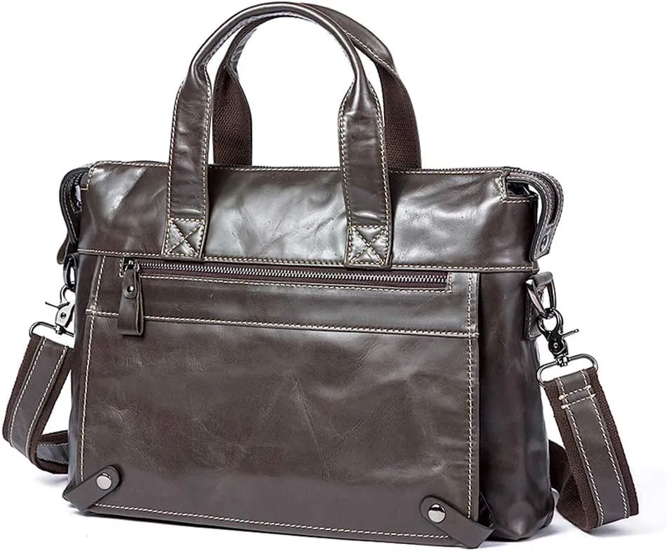 Men's Classic 15" Men's Handmade Leather Briefcase Laptop Bag Messenger Shoulder Bag