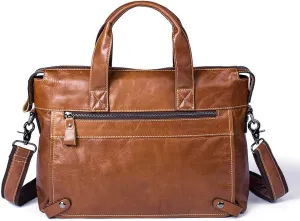Men's Classic 15" Men's Handmade Leather Briefcase Laptop Bag Messenger Shoulder Bag