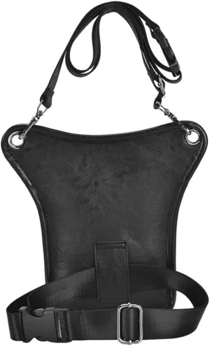 Men's Leg Bags Retro Punk Waist Bag Cycling Bags Waist Leather Pack for Outdoor Bike Motorcycle Cycling Hiking Black men's leg