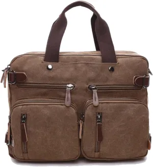 Messenger Bags Men Canvas Bag Leather Briefcase Travel Suitcase Messenger Shoulder Tote Back Handbag Large Casual Business Laptop Pocket