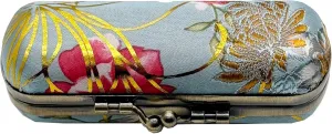 MIAO JIN Lipstick case with mirror Lipstick case Storage case Kiss lock of iron Mini portable Vintage floral pattern jewelry case cosmetic case (Apricot color)