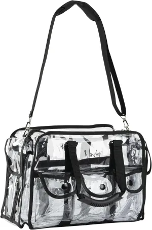 Nanshy Professional Makeup Artist Kit Bag - Clear Makeup Artist Travel Case with 8  Pockets & Strong Handles - Extra Large Professional Makeup Case Organizer - Makeup Artist Supplies - 15.7x11x8 In