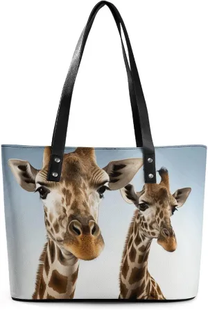 Necks of Giraffe Leather Lady's Handbag Crossbody Purse for Women Ladies Soft Shoulder Bag Medium Roomy Handbag Fashion Tote Top Handle Satchel