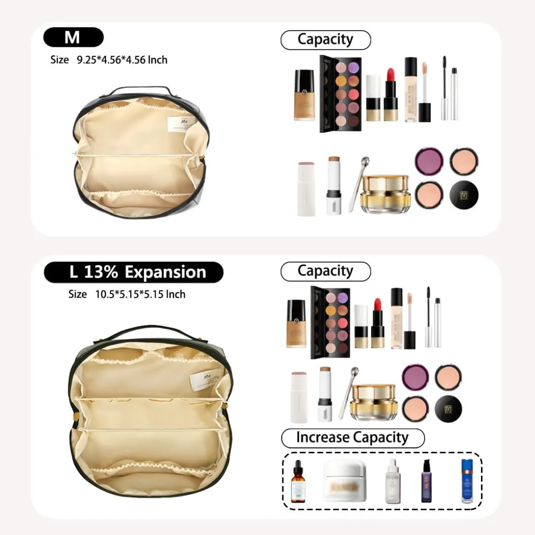 NGIL Travel Toiletry Bag, Makeup Bag, Cosmetic Bag, Portable Travel Makeup Bag, Large Capacity Cosmetic Organizer for Women, FREE COMPACT MIRROR INCLUDED (Black, Large)