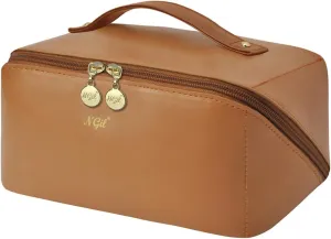 NGIL Travel Toiletry Bag, Makeup Bag, Cosmetic Bag, Portable Travel Makeup Bag, Large Capacity Cosmetic Organizer for Women, FREE COMPACT MIRROR INCLUDED (Brown, Large)