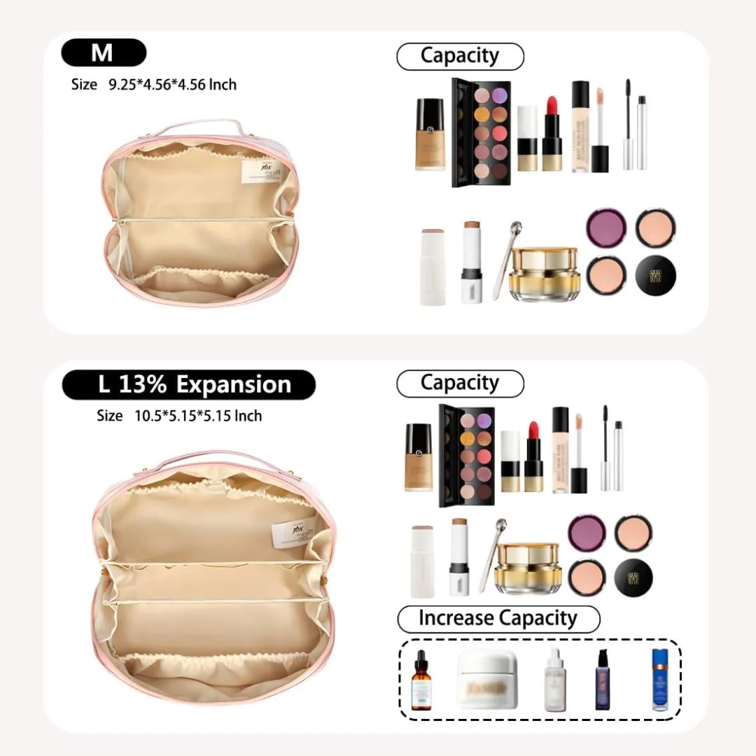 NGIL Travel Toiletry Bag, Makeup Bag, Cosmetic Bag, Portable Travel Makeup Bag, Large Capacity Cosmetic Organizer for Women, FREE COMPACT MIRROR INCLUDED (Pink, Large)