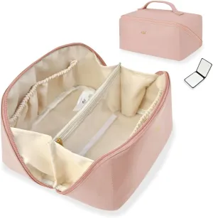 NGIL Travel Toiletry Bag, Makeup Bag, Cosmetic Bag, Portable Travel Makeup Bag, Large Capacity Cosmetic Organizer for Women, FREE COMPACT MIRROR INCLUDED (Pink, Medium)