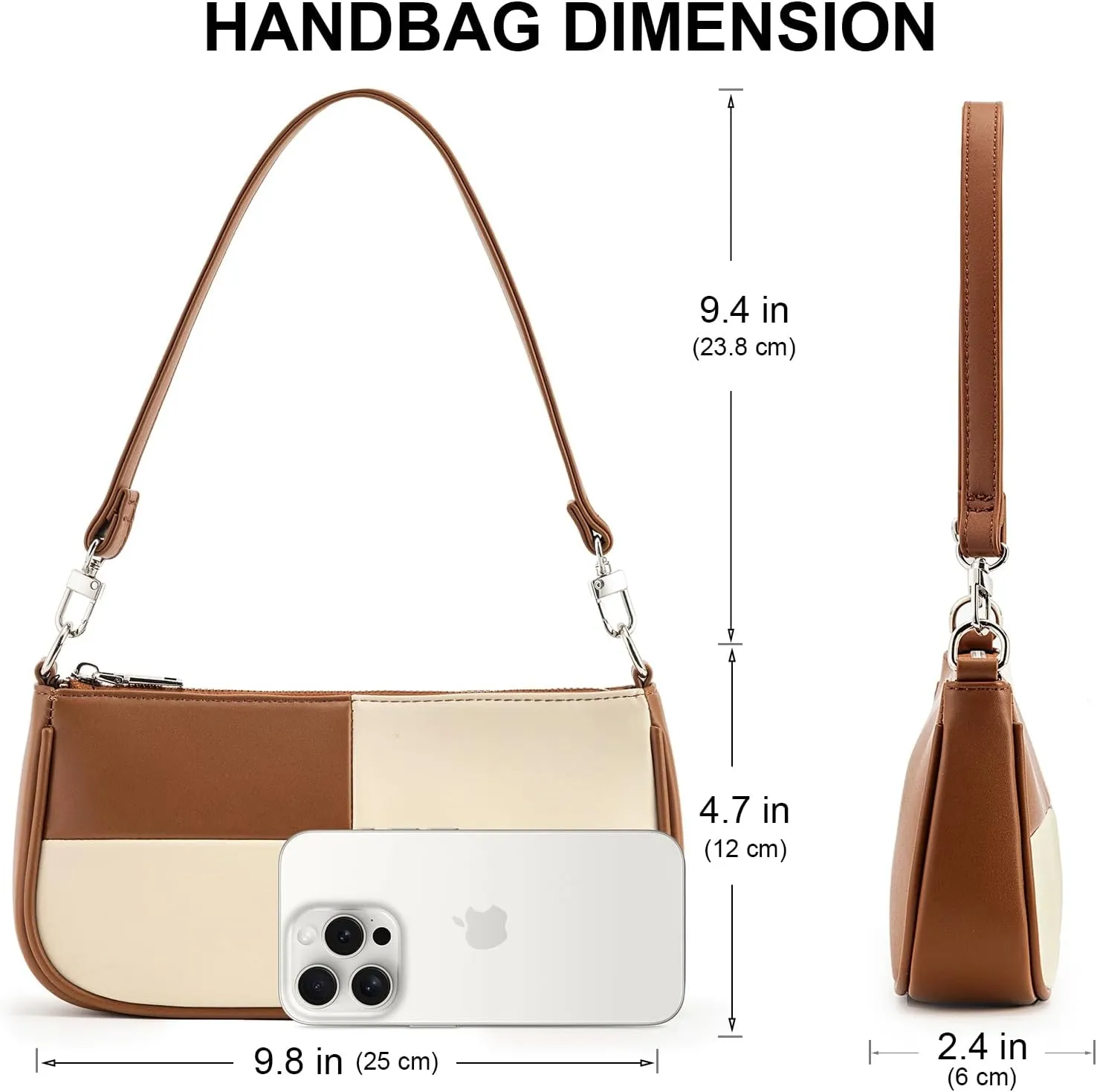 NIUEIMEE ZHOU Shoulder Bag for Women Retro Vegan Leather Classic Clutch Tote HandBags Purses with Zipper Closure