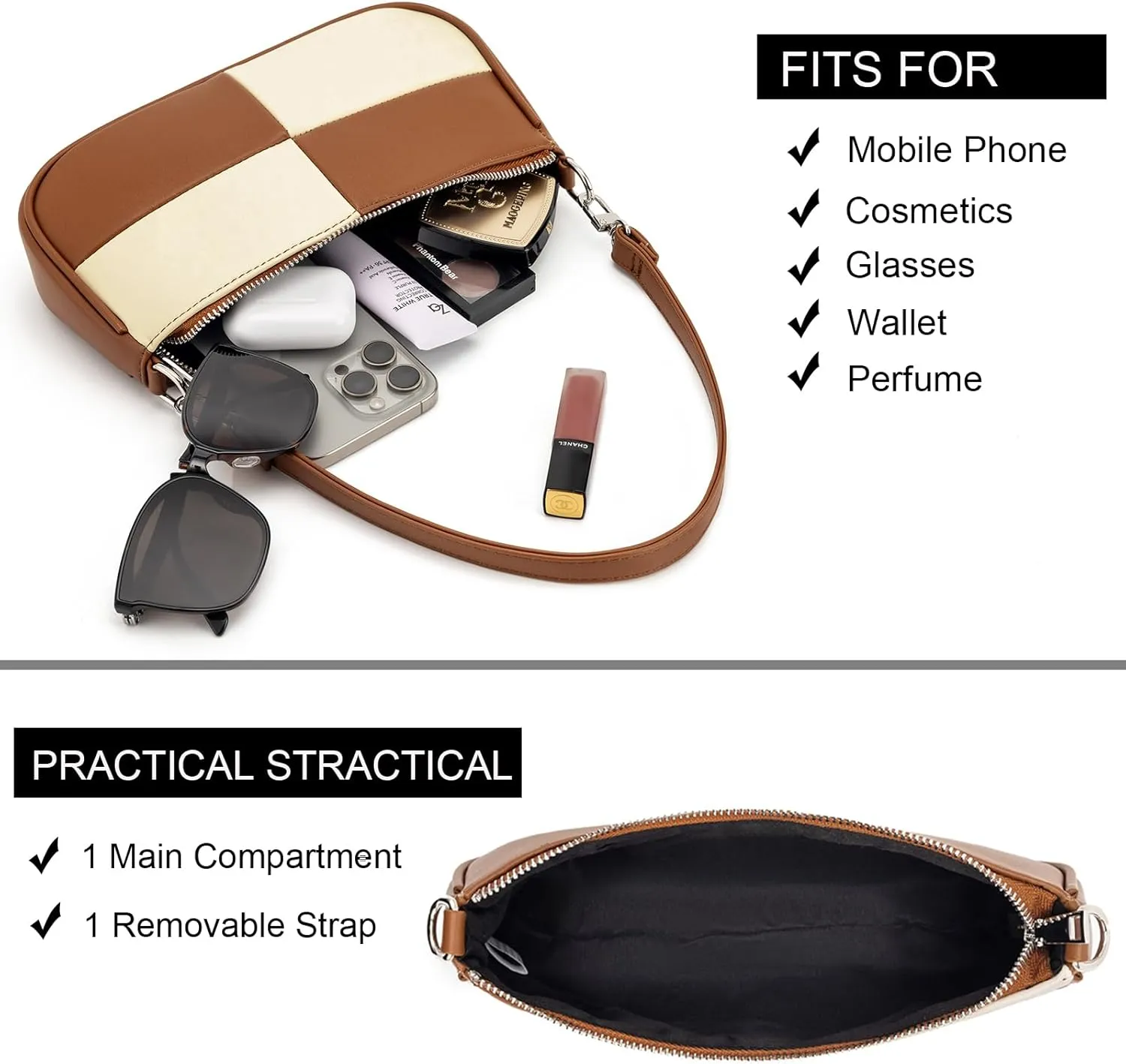 NIUEIMEE ZHOU Shoulder Bag for Women Retro Vegan Leather Classic Clutch Tote HandBags Purses with Zipper Closure