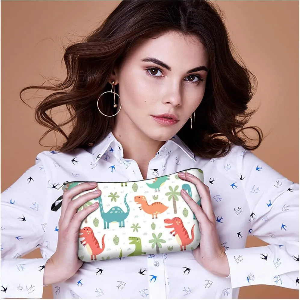 Nobranded Cosmetic Bag for Women, ASCHAR Adorable Roomy Makeup Bags Travel Waterproof Toiletry Bag Travel Accessories Organizer Cute Gifts,Tools,Gadgets (Dino 944)