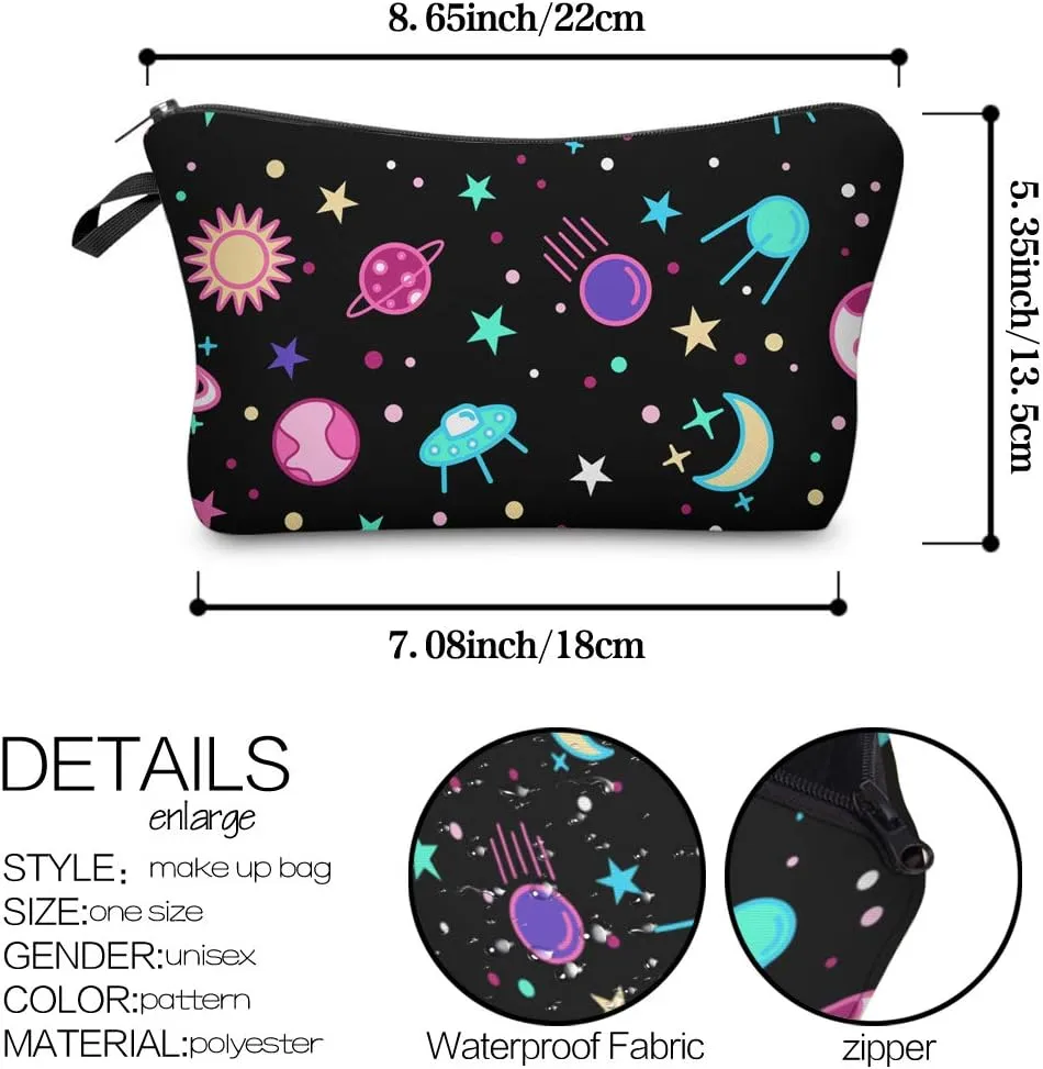 Nobranded Cosmetic Bag for Women, ASCHAR Adorable Roomy Makeup Bags Travel Waterproof Toiletry Bag Travel Accessories Organizer Cute Gifts,Tools,Gadgets (Galaxy 51469)
