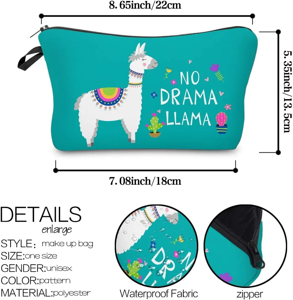 Nobranded Cosmetic Bag for Women, ASCHAR Adorable Roomy Makeup Bags Travel Waterproof Toiletry Bag Travel Accessories Organizer Cute Gifts,Tools,Gadgets (Lazy Llama)