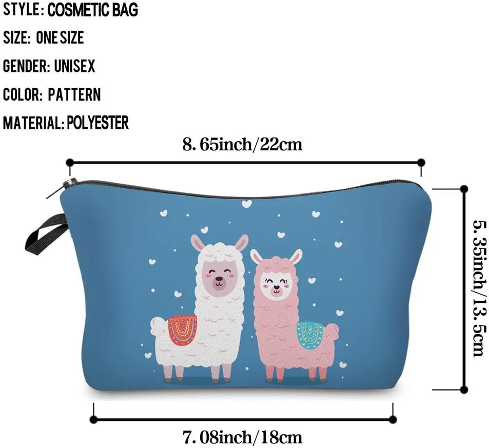 Nobranded Cosmetic Bag for Women, ASCHAR Adorable Roomy Makeup Bags Travel Waterproof Toiletry Bag Travel Accessories Organizer Cute Gifts,Tools,Gadgets (Llama 51375)