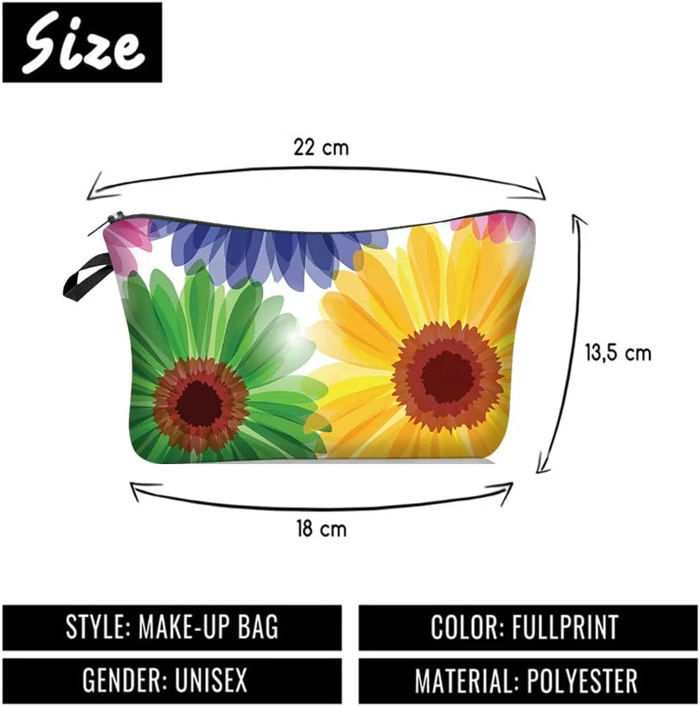 Nobranded Cosmetic Bag for Women, ASCHAR Adorable Roomy Makeup Bags Travel Waterproof Toiletry Bag Travel Accessories Organizer Cute Gifts,Tools,Gadgets (Sunflowers)