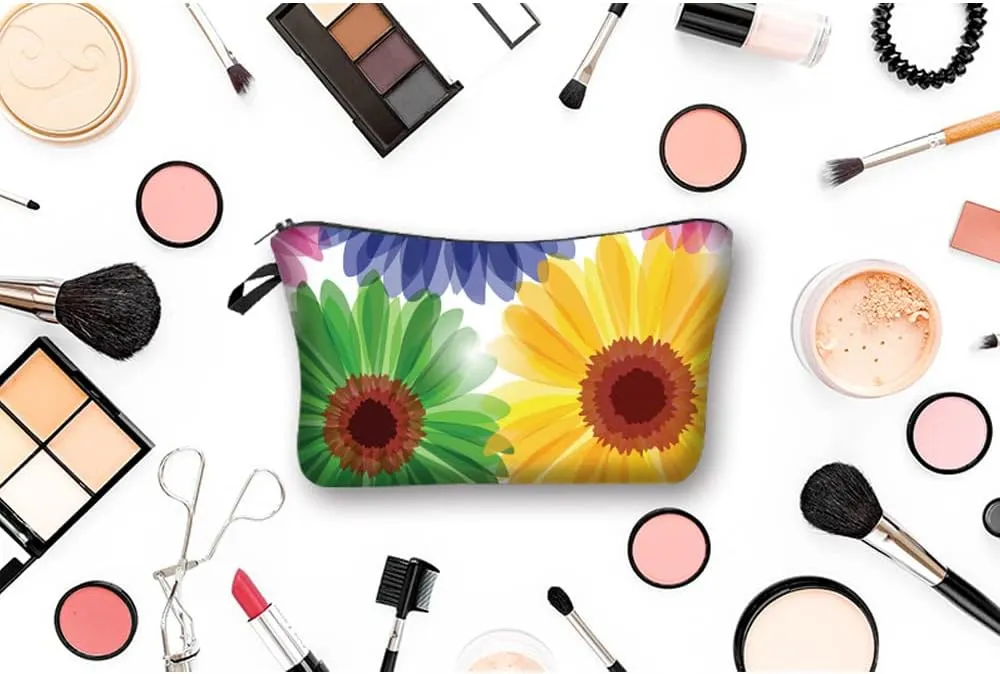 Nobranded Cosmetic Bag for Women, ASCHAR Adorable Roomy Makeup Bags Travel Waterproof Toiletry Bag Travel Accessories Organizer Cute Gifts,Tools,Gadgets (Sunflowers)