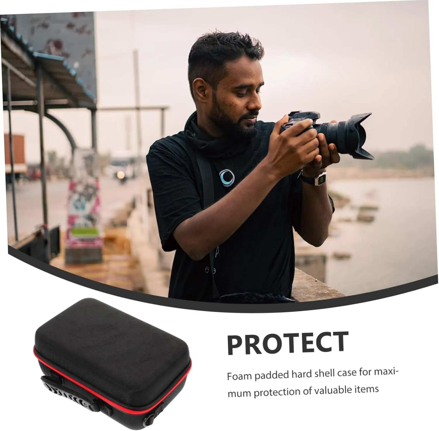 NUOBESTY Compact Small Camera Bag with Sponge for Travel Storage Pouch for Digital Devices and Accessories for Outdoor Activities and Organizing Gear